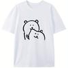 Bearstyle Koreanstyle Casual Shortsleeved Tshirt  Bright Red with Cartoon Bear Hugging Pattern for Streetwear