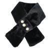Elegant Solid Color Plush Cross Scarf Imitation Pearl Winter Warmer Neck Scarf Comfortable Neck Warmer Evening