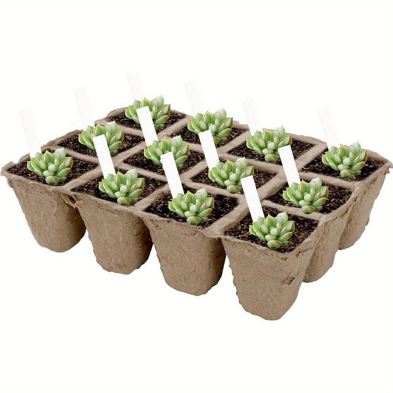 40 Pack Peat Seed Starter Trays with 40 Plants Labels 480 Cells Seedling Start Pots Kit Gardens Germination Plant Starter Trays