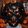 Men's Halloween Print Long Sleeve Round Neck T-Shirt Fashionable Top