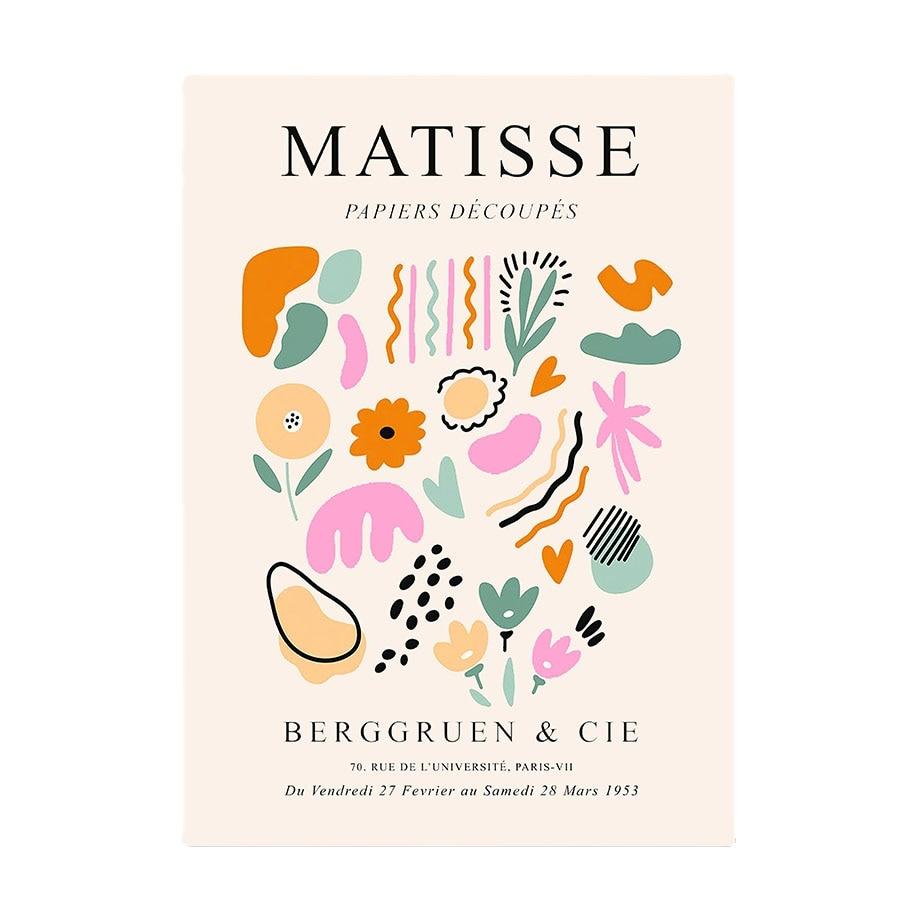 Abstract Matisse Coral Flower Dance Girl Line Wall Art Canvas Poster and Printmaking Living Room Decoration Wall Painting