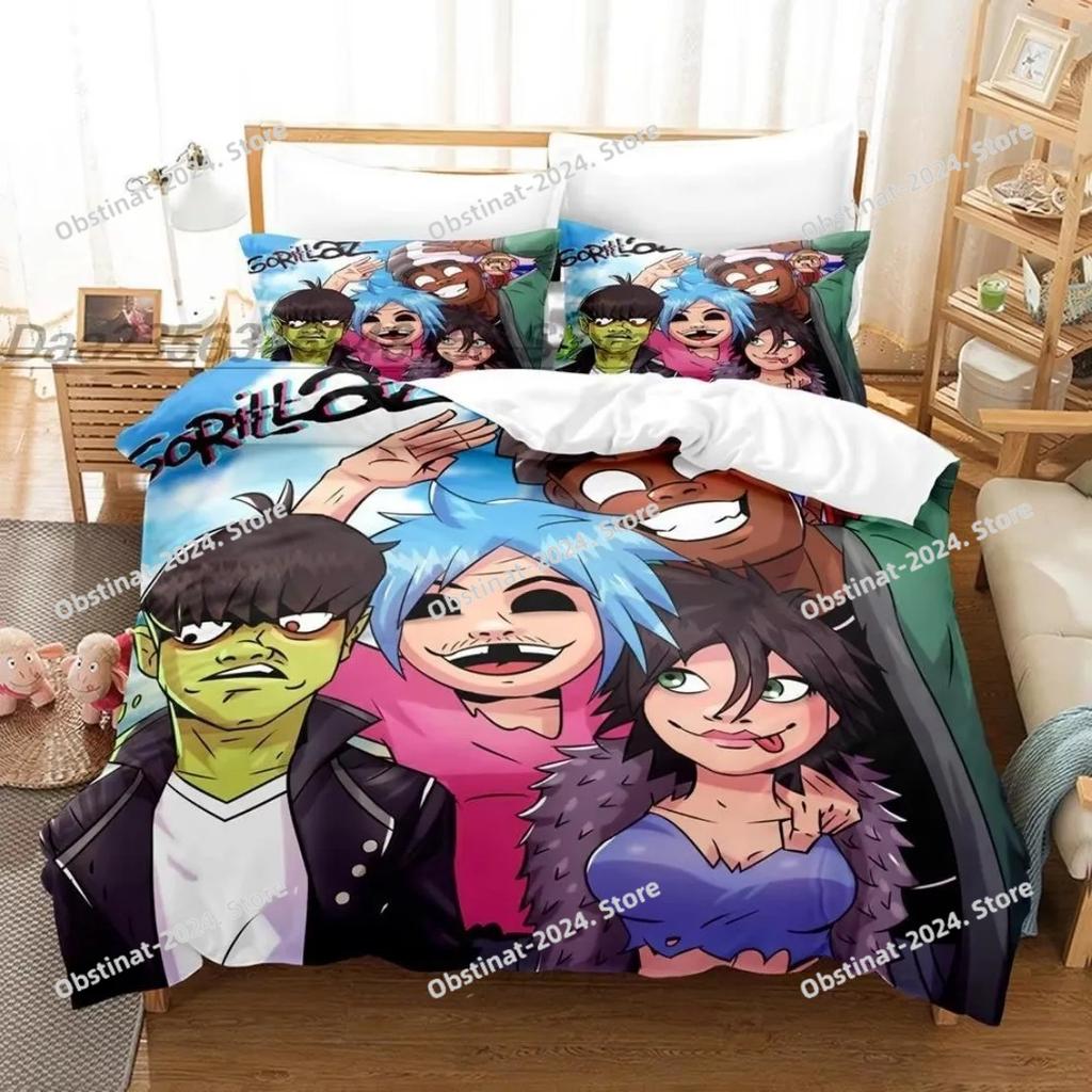 G-Gorillaz Bedding Set,virtual Band Gorillaz Duvet Covers Double Bed Twin Size Bedding Quilt Cover Cartoon Children's for Home