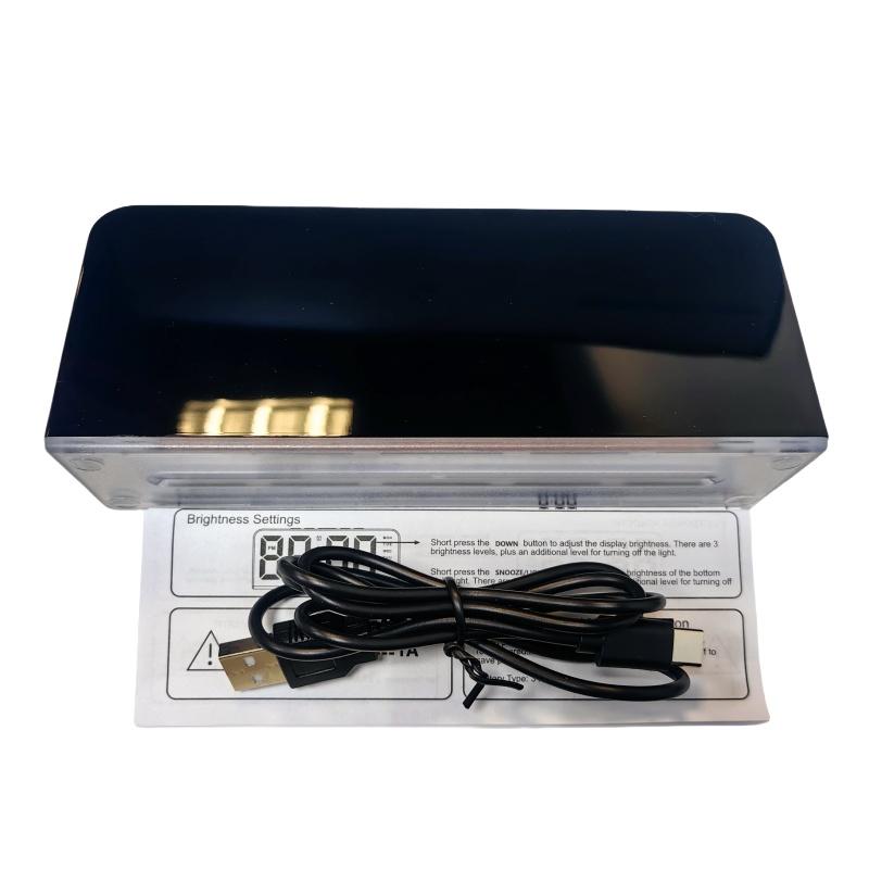 Digital Alarm Clock with Mood Light TEMP Date Week 2 Alarms Snooze Table Clock 4 Levels Brightness 12/24H Electronic LED Clock