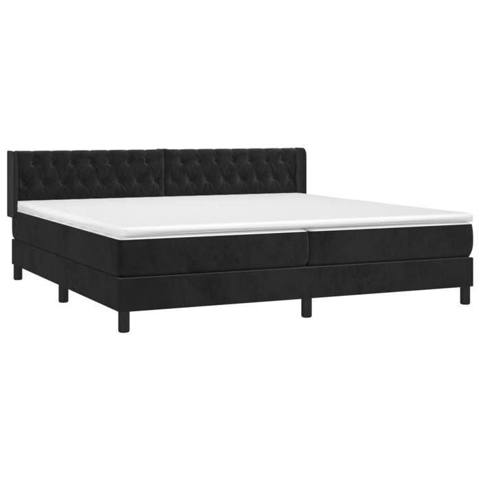 3131161 vidaXL Divan Bed and Mattress Black 200x200 Cm Velvet