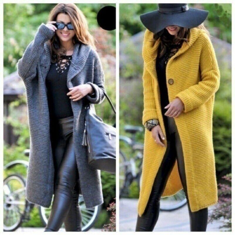 Cardigan Autunnale Caldo ed Elegante da Donna con Cappuccio Caldo e Maniche Lunghe