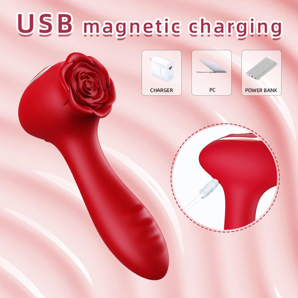 Rose Suction Vagina Vibrator 2-in-1 Thrusting G Spot Anal Vibrator for Women 18+ Adult Clitoris Stimulator Dildo Sex Toys