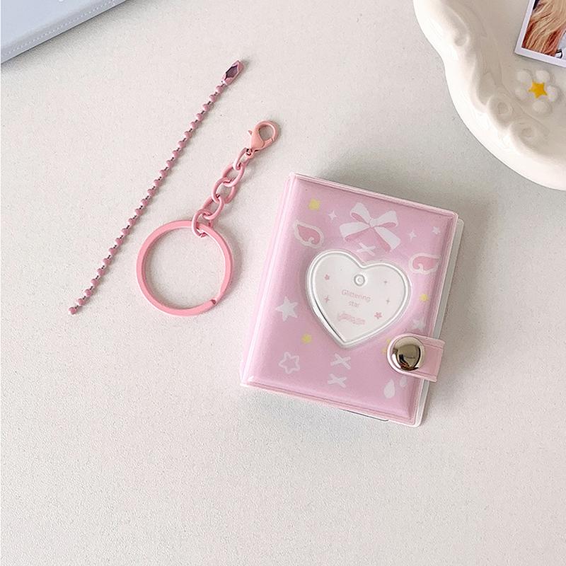 Pockets Portable Keychain Jewelry Photos Holder 1/2 Inch Mini Photo Albums For Photos Cards Small Album Book Photocard Holder