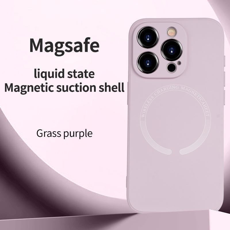 Applicable iPhone16PRO Liquid Silicone Magnetic Mobile Phone Case iPhone17 All-inclusive Lens Soft I15 Protective Case