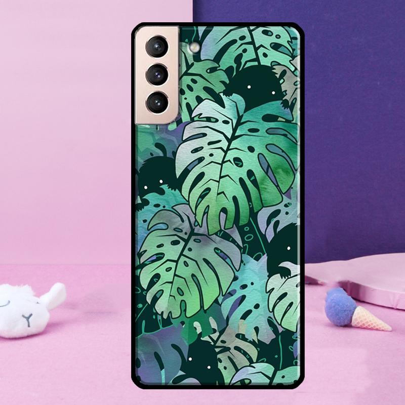Tropical Monstera Leaves Phone Case For Samsung Galaxy S25 Ultra S24 Ultra S9 S10 S20 S21 S22 Plus S23 S24 FE Cover