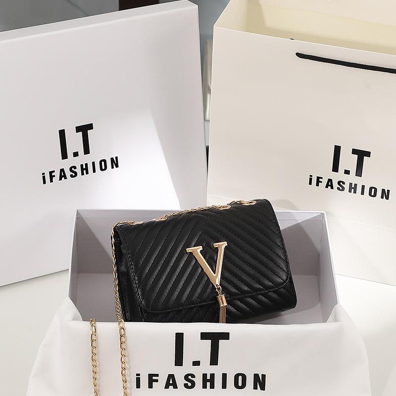 (Black) Womens Quilted Chain Strap Cross body Bag Ladies Party Shoulder Handbag UK