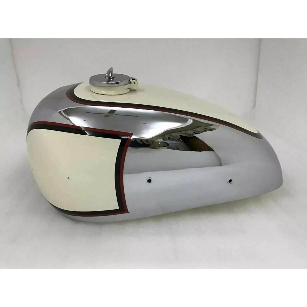 Panther M100 600CC Gas Fuel Petrol Tank Cream Ivory Painted and Chrome 1947-1953