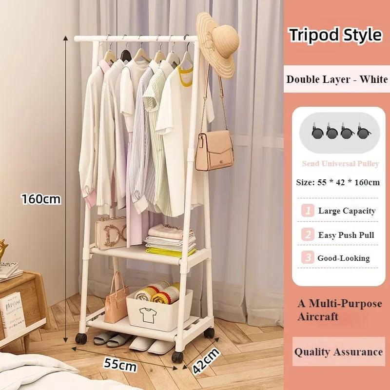 Mobilny Stojak na Ubrania Przenośny Wielowarstwowy Wiszący na Ubrania Mobilny Wieszak Półki do Przechowywania Z Kółkami Proste Trójkątne Stojaki na Ubrania