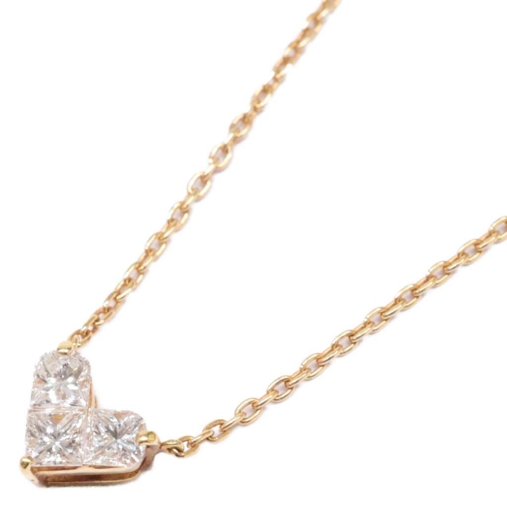 STAR JEWELRY K18 Mysterious Heart 0.28ct Diamond Necklace Yellow GoldUsed