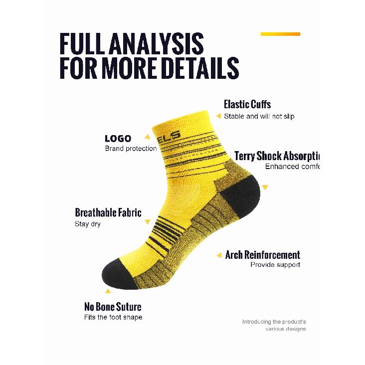 WRELS 1/3Pairs Merino Wool Running Socks Compression Support Thick Cushion Wool Socks For Running Hiking Moisture Wicking Socks