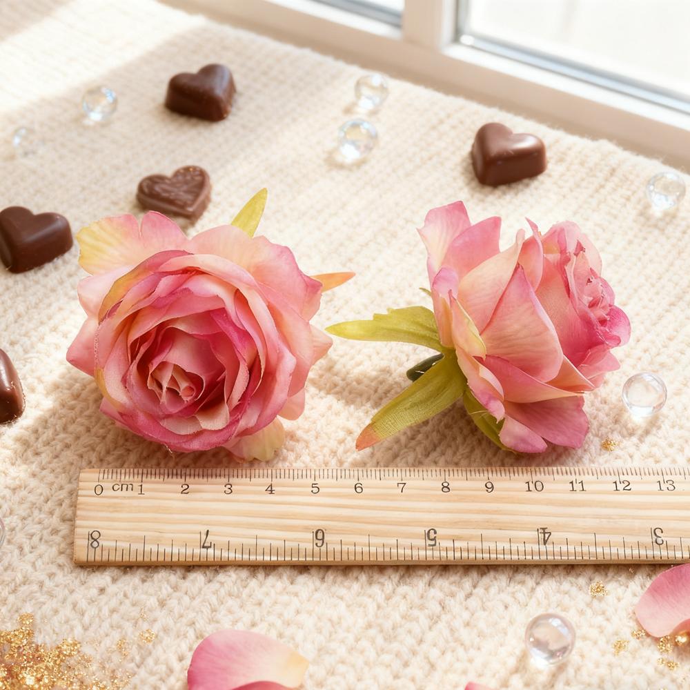 50Pcs Artificial Flowers Silk Roses Heads Home Wedding Decorations Valentine's Day Garland Palnts Wall Festival Diy Supplies Box