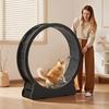 Cat Exercise Wheel, 132cm Wooden Cat Running Wheel for Indoor Kitten up to 12.7kg, Cats Treadmill with Carpeted Runway & Locking Mechanism, Quiet Cat