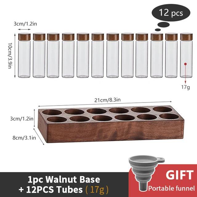 Solid Wood Coffee Bean Tube Display Rack Glass Single Dose Espresso Accessories Coffee Utensils Sets Barista Tools Gifts
