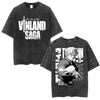 Vinland Saga Thorfinn Dual Daggers Norse Knot Graphic Acid Wash Unisex Heavyweight Cotton Oversized Streetwear T-Shirt