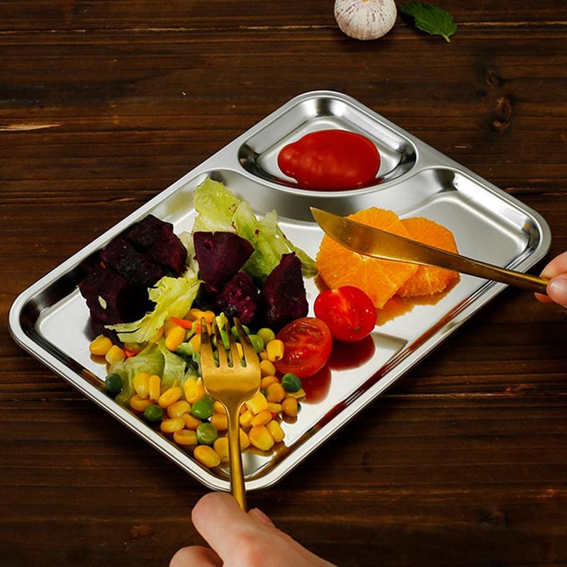 Fruit Dumplings Snack Vinegar Dish Food Tableware Container Korean Gold Dinnerware Rectangle Stainless Steel Sauce Dipping Tray