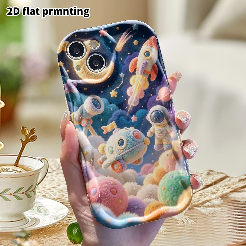 Phone Case: 2D Flat, Suitable for iPhone 18 17 16 15 14 13 12Pro Protective Case, Plush Space, Perfect Christmas and Halloween Holiday Gift