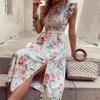 Women's Fashion Summer Spring Floral Print Sleeveless O-Neck Casual Dresses