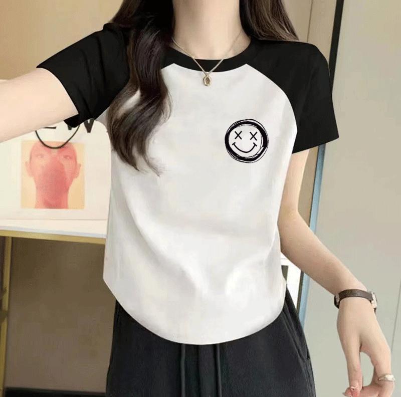 Good Quality 220g Pure Cotton Women T-shirt Harajuku Summer Short Sleeve O-neck Casual Graphic Printing Slim T Shirt Ladies Short Y2k Tops Clothes