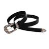 Pu Waistband Leather With Metal Pin Buckle And Carving Design Womens For
