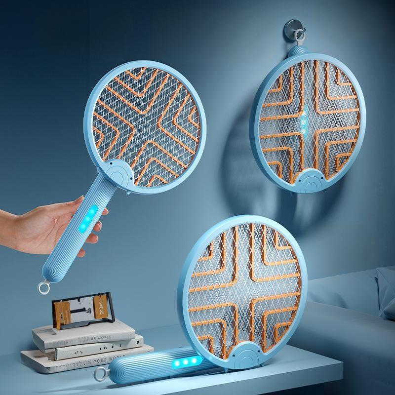 2 In1 Foldable Electric Mosquito Swatter Mosquito Attracting Light Repelling