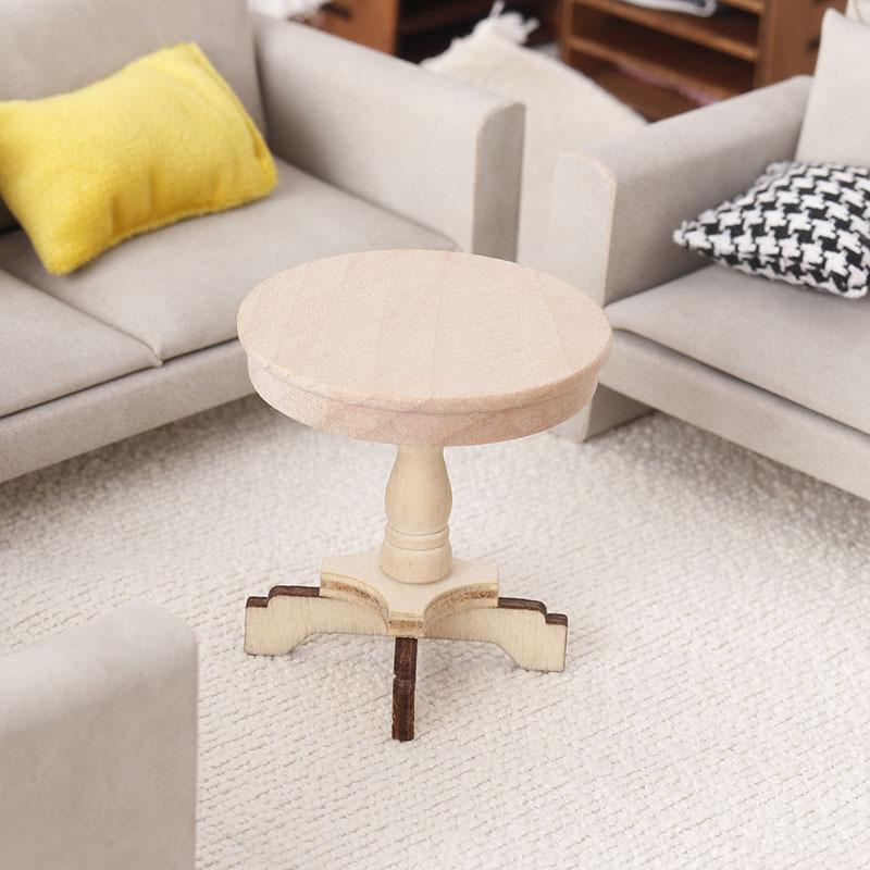 1:12 Dollhouse Miniature Coffee Table Small Round Table Original Wood Table Furniture Home Model Decor Toy Doll House Accessorie