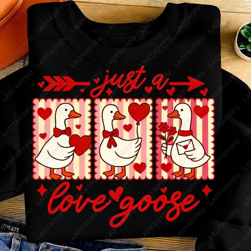 Just A Love Goose Cute Style Winter Pullover Funny Lovers Clothes Man Women Valentines Day Gift Matching Hoodies Couple Outfit S
