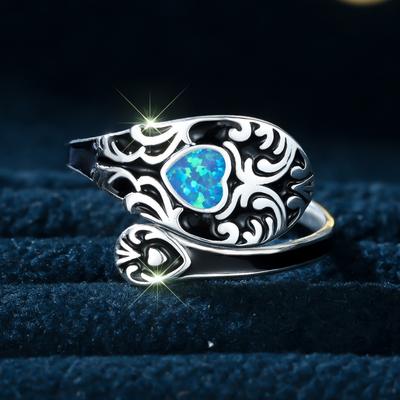 Europäischer und Amerikanischer Liebesstein Retro Muster Ring mit Personalisierter Schlichtheit und Öffnung
