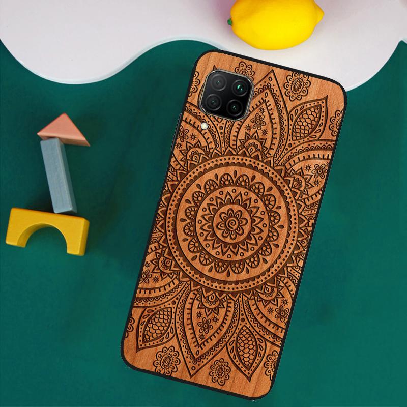 Mandala Floral Wood Case For Huawei P30 Pro P20 P40 Lite Nova 8i 3i 7i 11i 9 10 SE 5T Y60 Y61 Y70 Y90 Y91 Cover