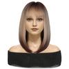 Shoulder Length Straight Synthetic Wigs Women Blond Brown Bob Wigs with Bangs Daily Cosplay Heat Resistant Wigs