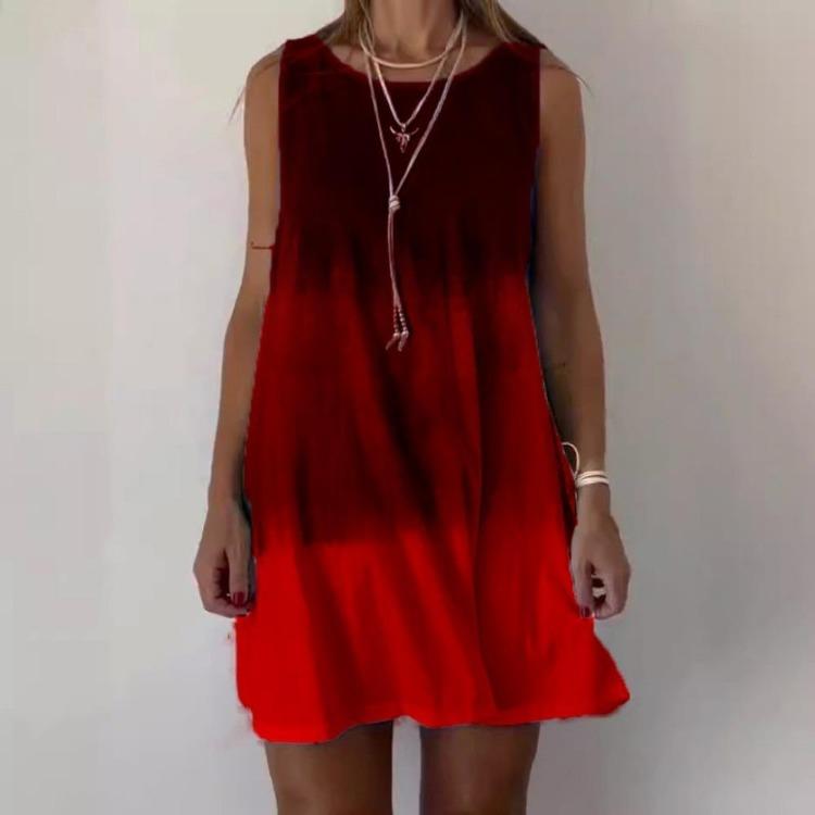 2025 Léto Dámské Ležérní Bohémské Plážové Šaty O Krk Tílko Potisk Šaty Dámské Šaty na Léto