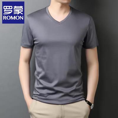 Lomon Herren V-Ausschnitt T-Shirt aus reiner Baumwolle