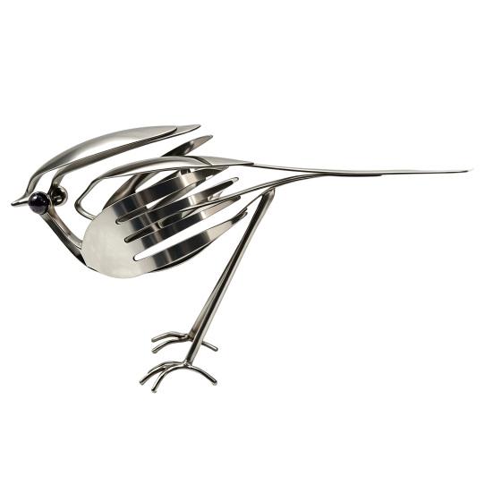 Vogel Metallkunst Skulptur, Handgefertigte Gabel und Löffel Vogelfigurine, Vintage Rustikale Vogelstatue für Innen Außen Haus Büro Schreibtisch Garten Terrasse Dekor