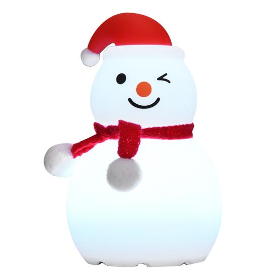 Snowman Tap Light Cute Christmas Lamp Rechargeable Silicone Touch Bedside Light Snowman Mood Lighting for Christmas Tree
