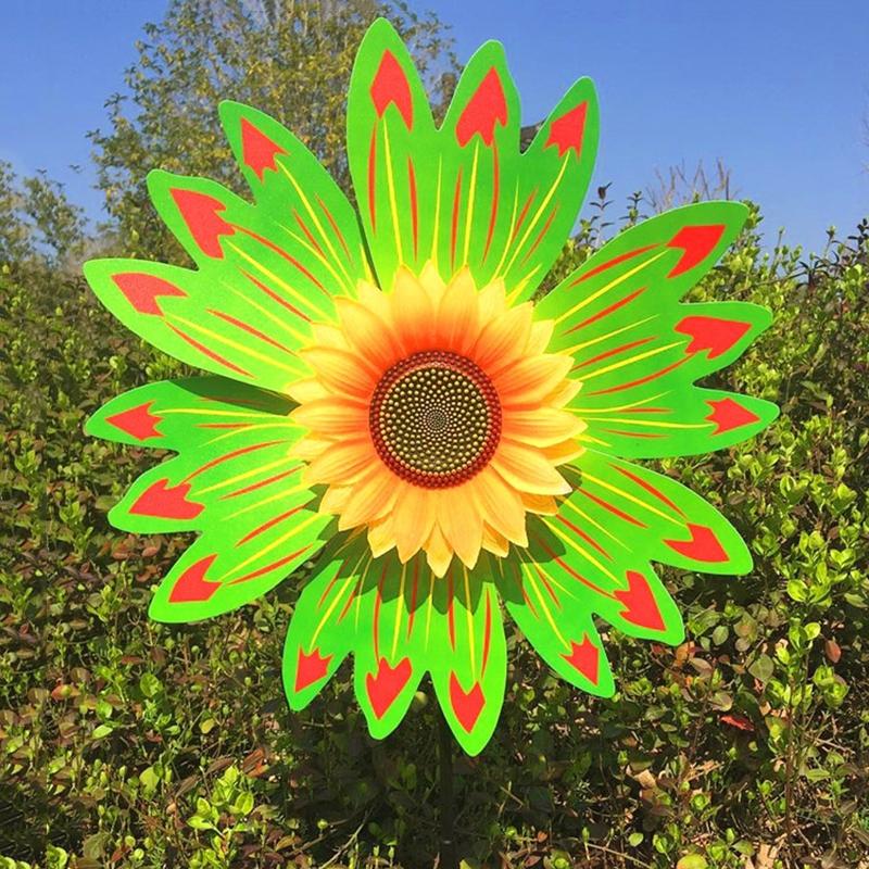 Colorful Sunflower Wind Spinner Stake Sunflower Windmill Pinwheel For Lawn Camping Picnic Decor Home Garden Yard Decoration