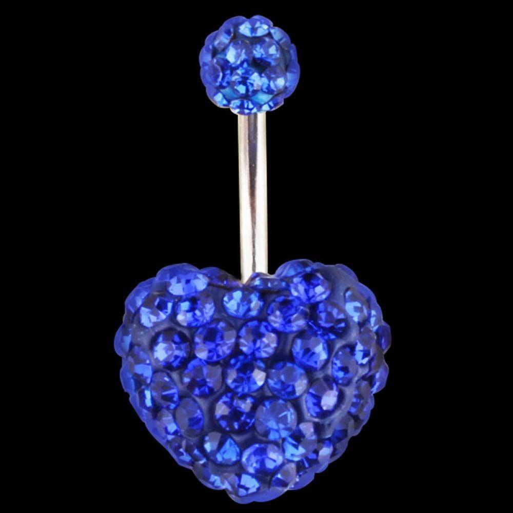 Sexy Punk Crystal Heart-shaped Ball Navel Piercing Umbilical Ring Belly Button Rings Body Piercing