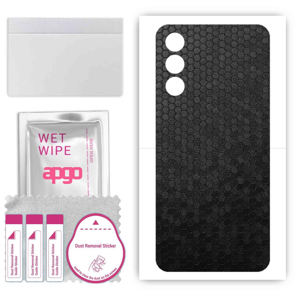 apgo Ochranná samolepka na záda kompatibilní s Meizu 20, obalová fólie, fólie, vinyl - vzor černá voštinová