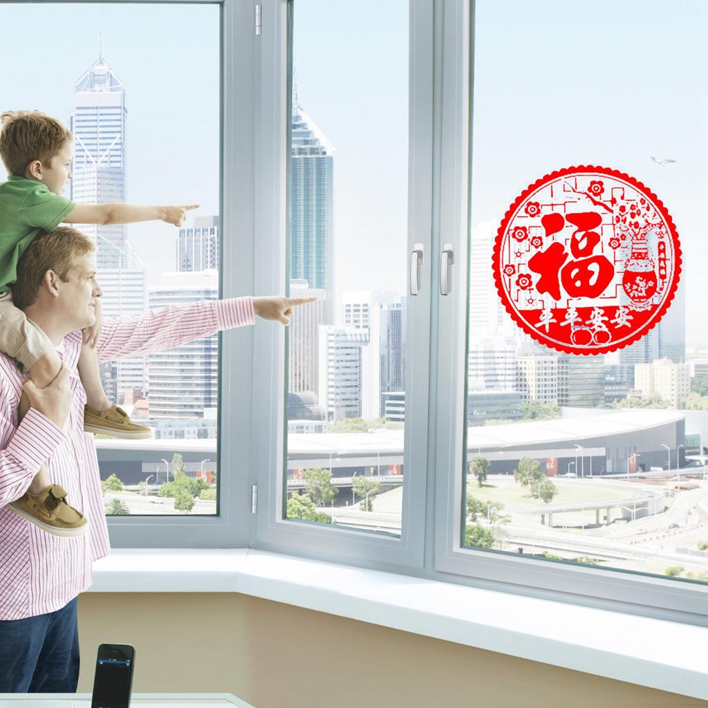 Fönsterdekaler Statisk Film Kinesiskt Nyår Fönsterdekaler Röd Vårfest Fönsterdekorationer