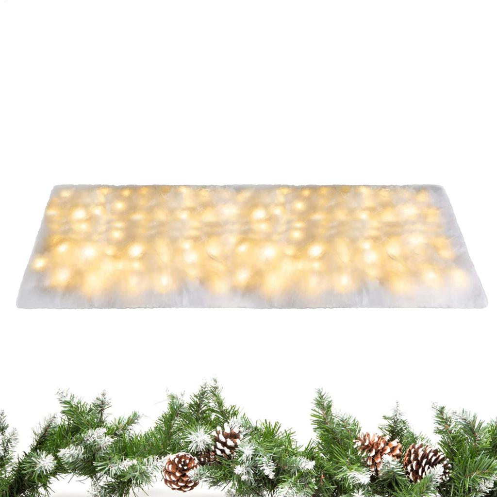 Christmas Snow Blanket With Led Light Soft Christmas Snow Blanket With Led Lights 8 Lighting Modes Fake Mat Tablecloth for home