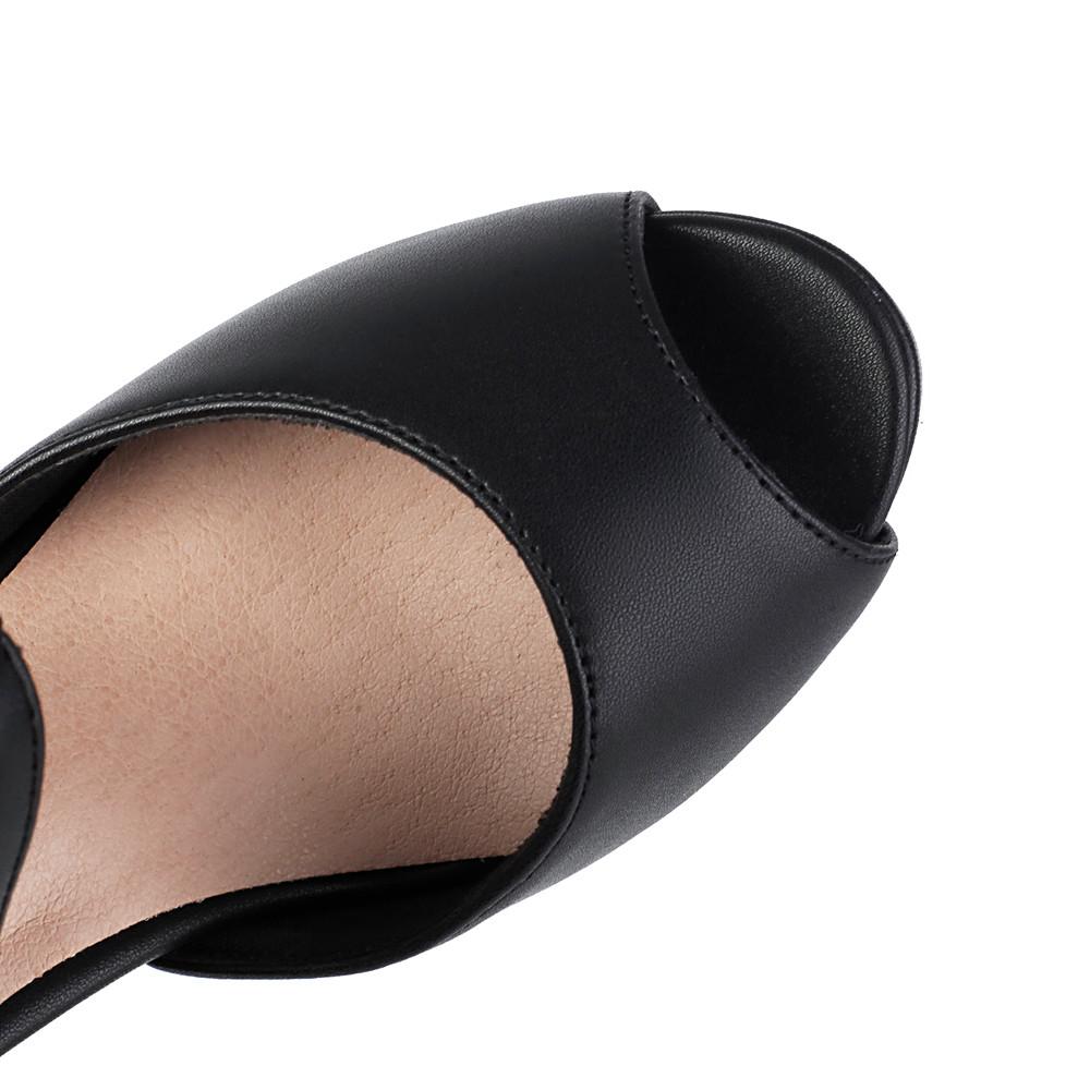 Fashion Summer Women's Platform High Heels Knee-length Boots Sexy Open toe Side Hollow High Heel Shoes Buckle Sandals Boats Mujer Black