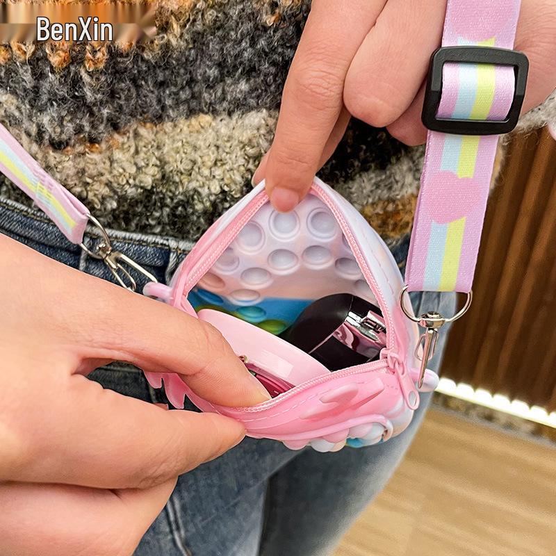 Rainbow Smiley Face Crossbody Bag: Cute Silicone Coin Purse for Girls