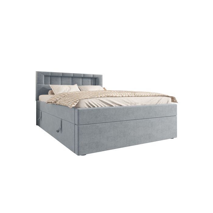 Lit - MUVOE - 90x200 Cm - Rembourré - Lumière D'ambiance - Espace De Rangement