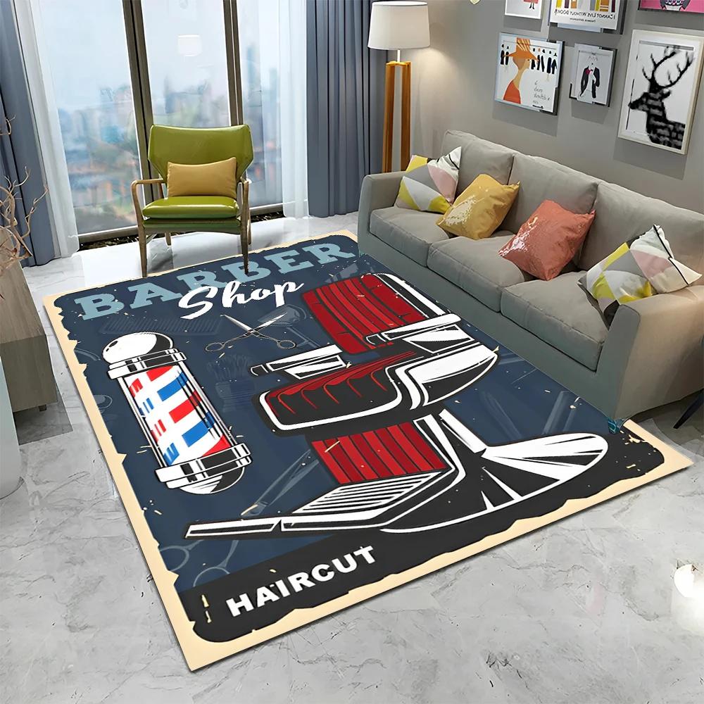 3D Holičství Lebka Vintage Znamení HD Koberec Kobereček pro Domov Obývací Pokoj Ložnice Pohovka Rohožka Dekor, Dětský Koberec Protiskluzová Podložka na Podlahu