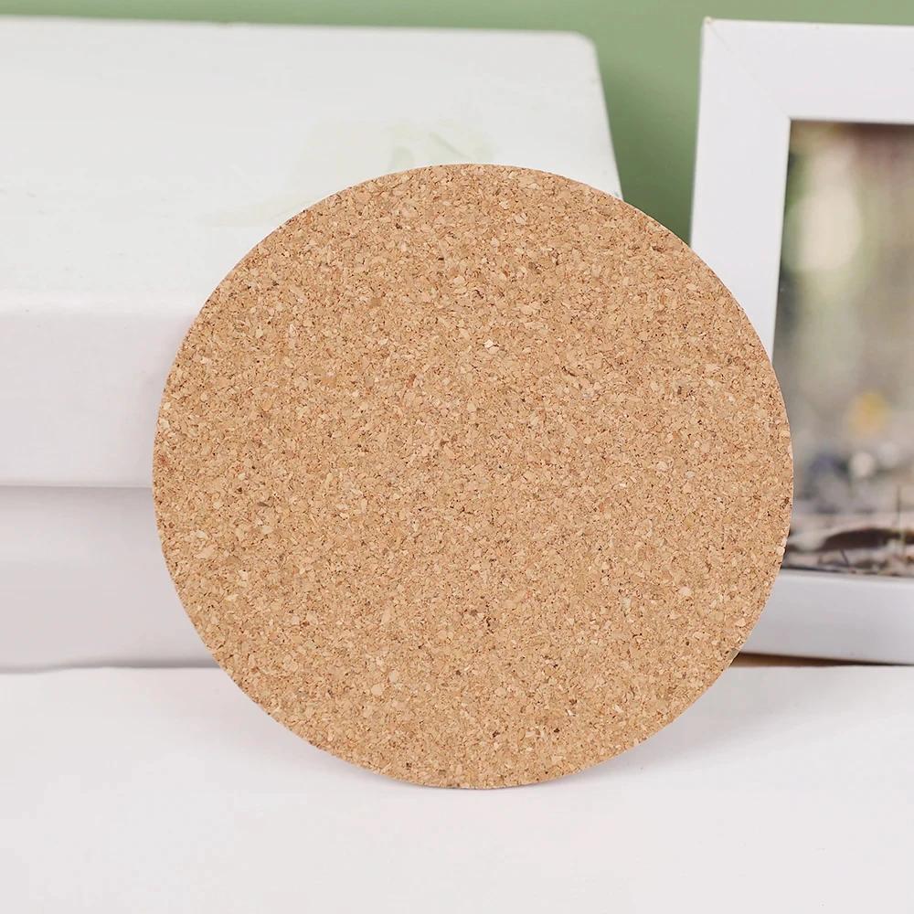 Round Edges Cork Coasters,Wooden Drink Coasters Absorbent Heat Resistant Reusable Tea or Coffee Coaster,for Wine Glasses Cups 5PCS