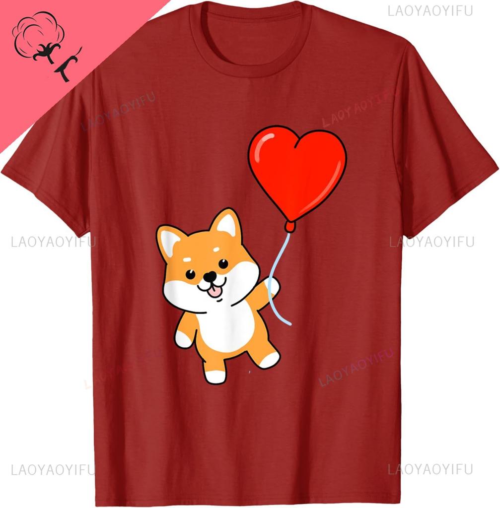 Valentinstag Shiba Inu T-Shirt Druck Original Design Geschenke T-Shirts Baumwolle Lustiges Shirt Grafik T-Shirts Camisas Streetwear