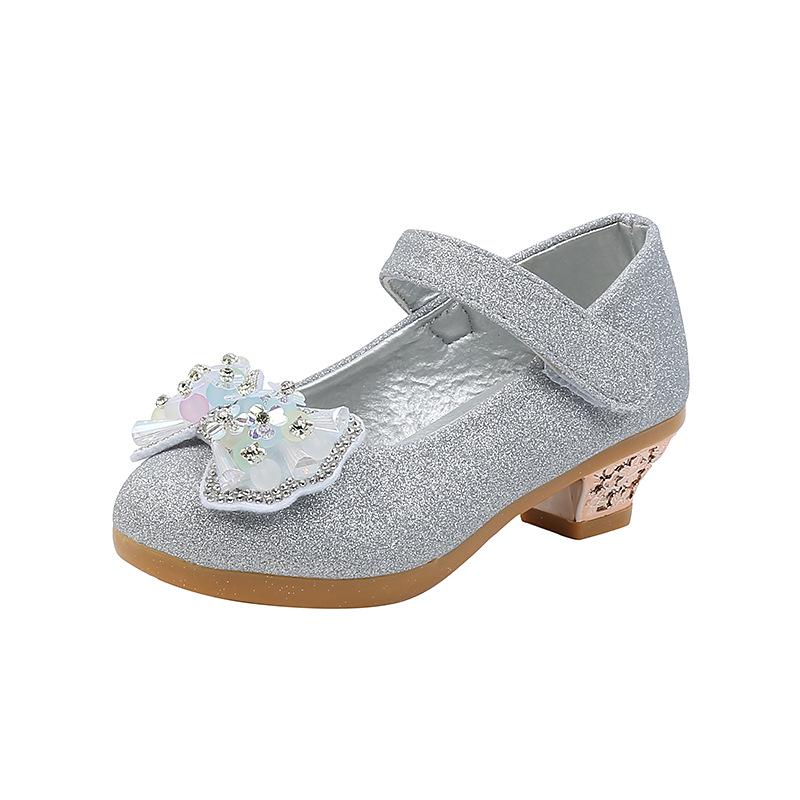 2023 Princess Crystal High Heels with Bow - Formal Leather Shoes for Girls' Runway and Performance