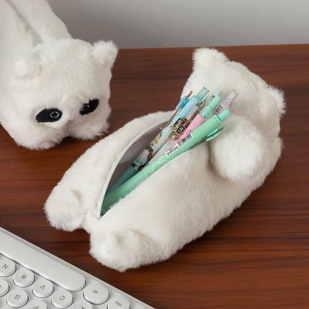 Animal Doll Kitten Plush Pencil Case Large Capacity Stationery Storage Bag  Stationery